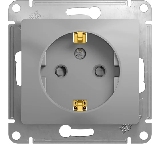 Розетка механизм 1-мест с/з алюминий со шторками Glossa