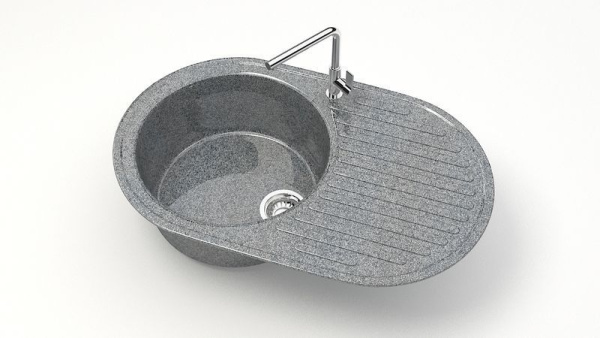 Мойка иск мрамор врезная Наоми 720х455х185 темно-серый