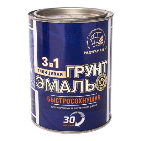 Грунт эмаль по ржавчине 3в1 коричневая 0,9кг глянц б/с 0,5ч Радуга---