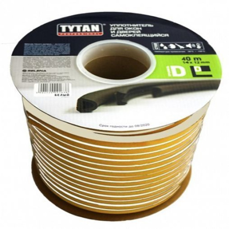 Уплотнитель  D 14х12мм белый 40м Титан