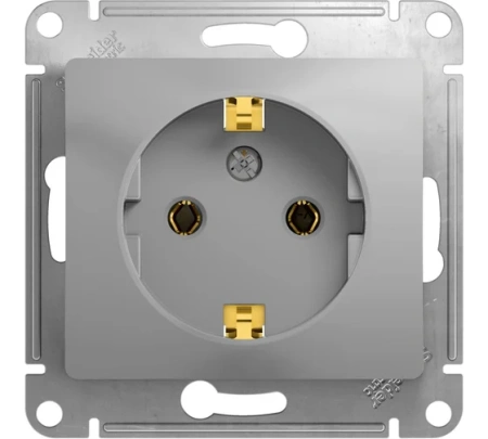 Розетка механизм 1-мест с/з алюминий Glossa