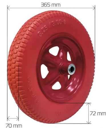 Колесо запасное для тачки полиуретановое ось 16мм 3,25-3 Belamos---