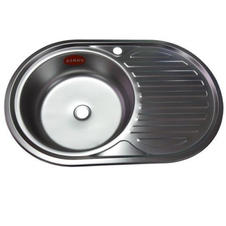 Мойка нержавеющая врезная 500х770х0,8мм левая глянец с сифоном Fabia---