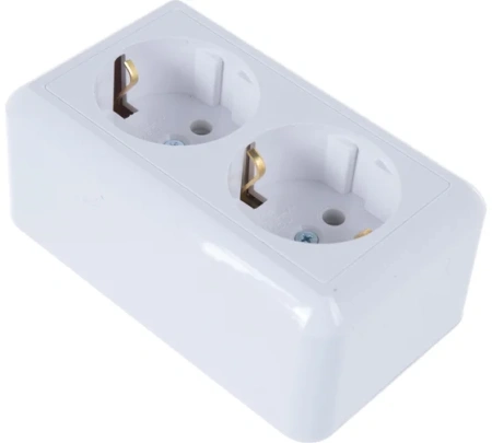 Розетка откр.установки 2-мест с/з крем Оптима Кунцево-Электро---