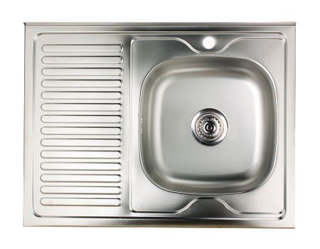 Мойка нержавеющая накладная 600х800х0,6мм правая глянец с сифоном MG6-8060R РМС