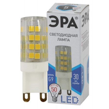 Лампа светодиодная мини G9 5Вт Led 4000К белый свет капсула Эра---
